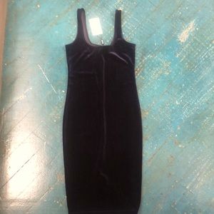 Bardot blue velvet dress